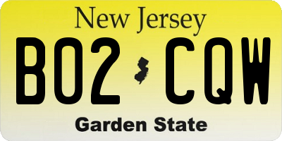 NJ license plate B02CQW