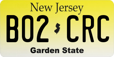 NJ license plate B02CRC