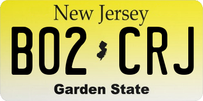 NJ license plate B02CRJ