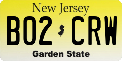 NJ license plate B02CRW