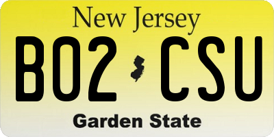 NJ license plate B02CSU