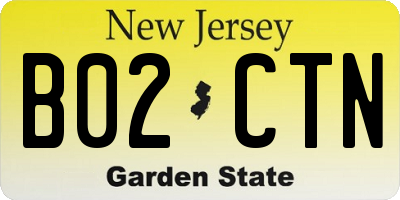 NJ license plate B02CTN
