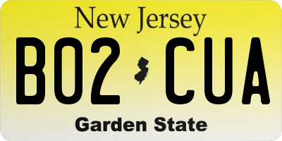 NJ license plate B02CUA