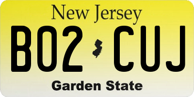 NJ license plate B02CUJ