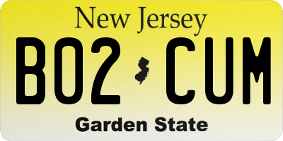 NJ license plate B02CUM