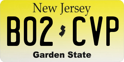 NJ license plate B02CVP