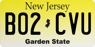 NJ license plate B02CVU