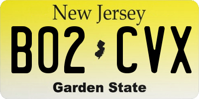 NJ license plate B02CVX