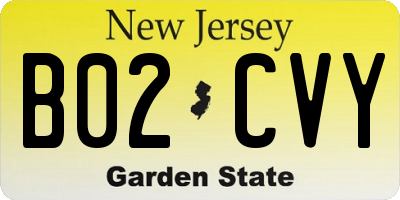 NJ license plate B02CVY