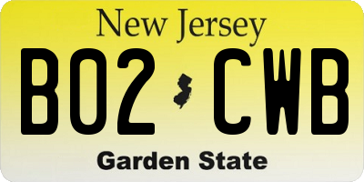 NJ license plate B02CWB