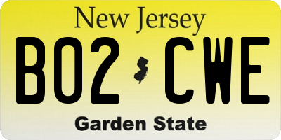 NJ license plate B02CWE