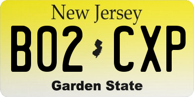 NJ license plate B02CXP