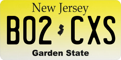 NJ license plate B02CXS
