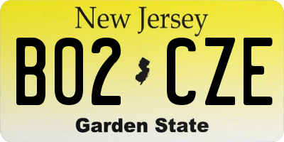 NJ license plate B02CZE