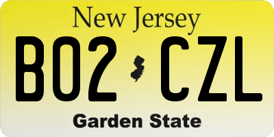 NJ license plate B02CZL