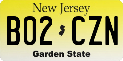 NJ license plate B02CZN