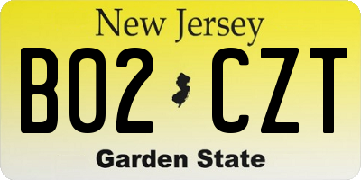 NJ license plate B02CZT
