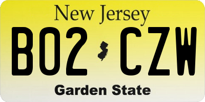 NJ license plate B02CZW