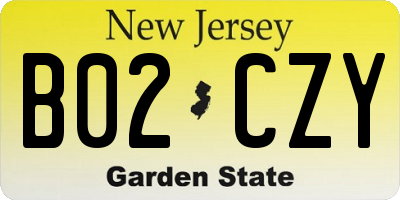 NJ license plate B02CZY