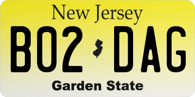 NJ license plate B02DAG