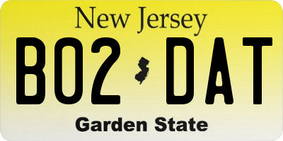 NJ license plate B02DAT