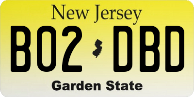 NJ license plate B02DBD