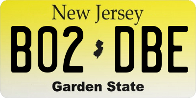 NJ license plate B02DBE