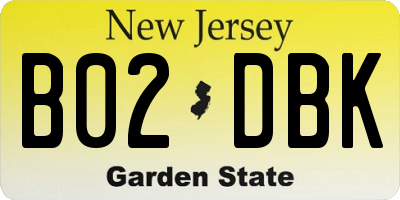 NJ license plate B02DBK