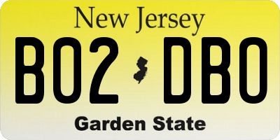 NJ license plate B02DBO