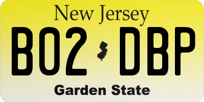 NJ license plate B02DBP