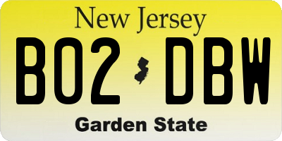 NJ license plate B02DBW