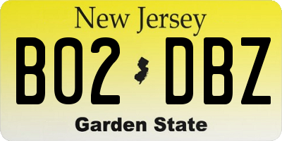 NJ license plate B02DBZ