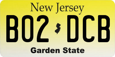 NJ license plate B02DCB