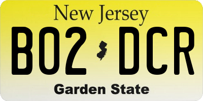 NJ license plate B02DCR