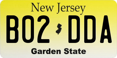 NJ license plate B02DDA