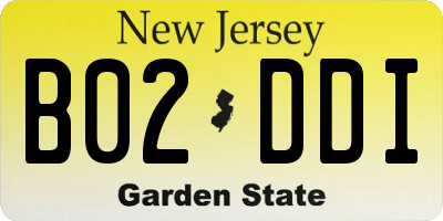 NJ license plate B02DDI