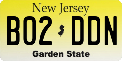 NJ license plate B02DDN