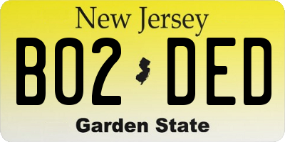 NJ license plate B02DED