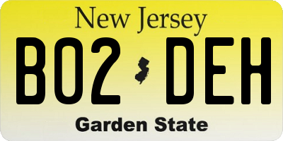 NJ license plate B02DEH