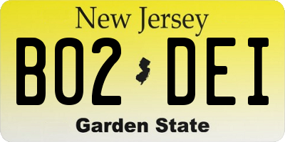 NJ license plate B02DEI