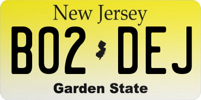 NJ license plate B02DEJ