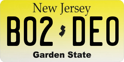 NJ license plate B02DEO