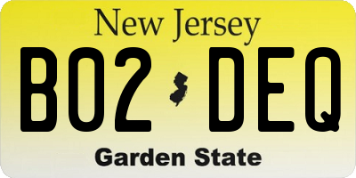 NJ license plate B02DEQ