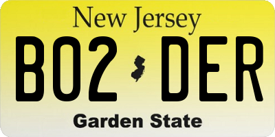 NJ license plate B02DER