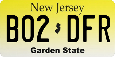NJ license plate B02DFR
