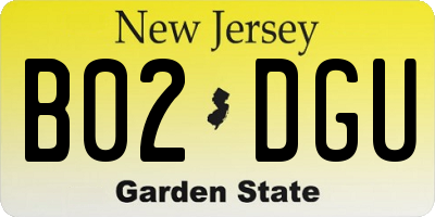 NJ license plate B02DGU