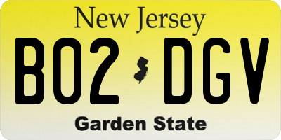 NJ license plate B02DGV
