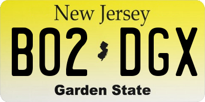 NJ license plate B02DGX