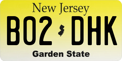 NJ license plate B02DHK