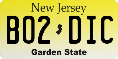 NJ license plate B02DIC
